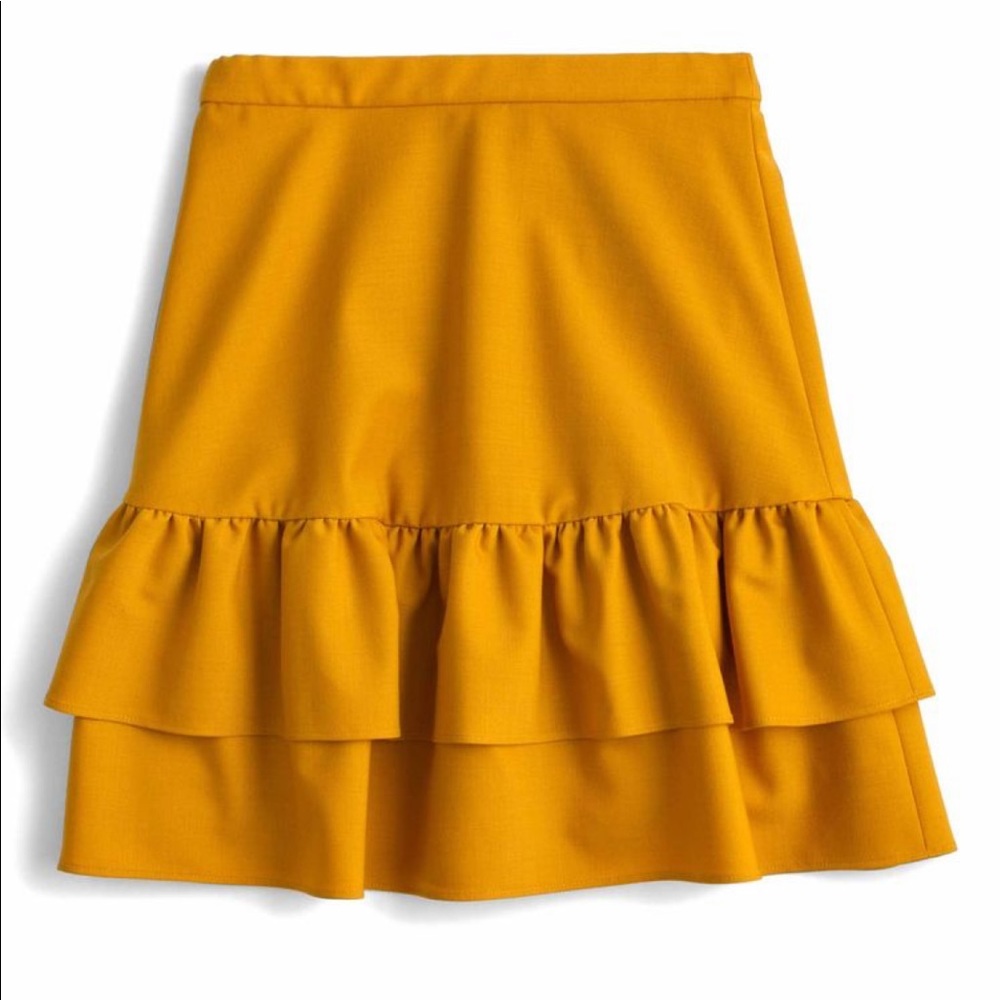 J. Crew Mustard wool flannel skirt size 2